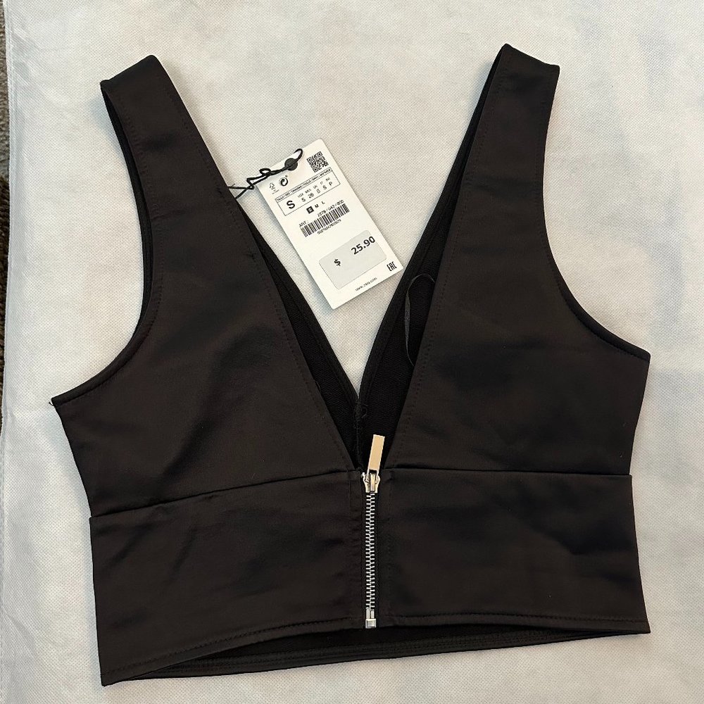 NWT Zara Satin Top w/ Back Zipper - Picture 2 of 2
